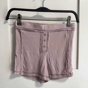 Urban Outfitters Light Mauve Ribbed Button-Front Bike Shorts
